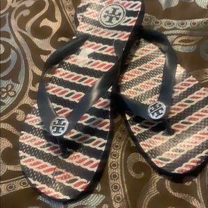Navy Tory Burch Flips Flops